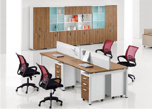 办公桌4人位-办公室四人位办公桌定制-办公桌4人位样式