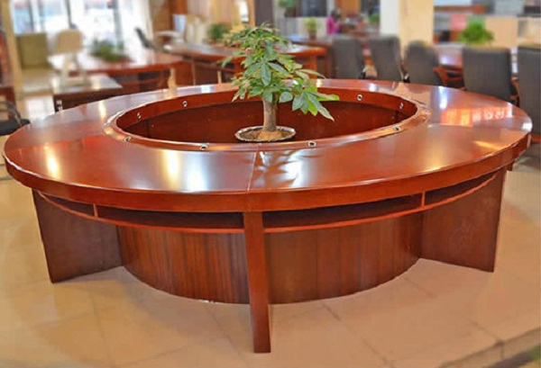 圆形欧式会议桌 3米圆形会议桌 大型洽谈红小型实木贴皮会议台 办公室会议台 HYZSM17042801