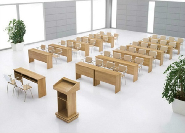大型会议培训桌 讲课式报告厅会议桌 课桌会议桌兼用 实木会议课桌 WBHYZ046