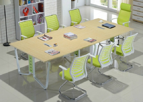 时尚简约会议桌 新款板式商务桌 钢型脚会议桌 简约钢型脚会议桌 钢架会议桌 hyzbs20170721002